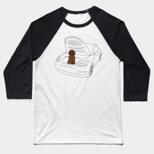 Labradoodle in a Tesla Model 3 Frunk Baseball T-Shirt